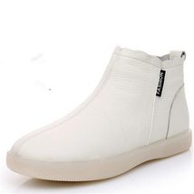 New Autumn Winter Genuine Leather White Boots Casual Boots Large Size Soft Sole  - £56.83 GBP