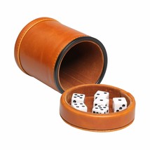 Leatherette Dice Cup With Lid Includes 6 Dices, Velvet Interior Quiet In Shaking - £22.37 GBP