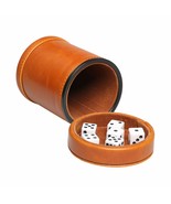 Leatherette Dice Cup With Lid Includes 6 Dices, Velvet Interior Quiet In... - £21.88 GBP