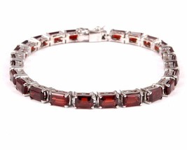 Garnet Bracelet 925 Silver Garnet Tennis Bracelet 5x7 mm Octagon 24 Ct Garnet - $152.45