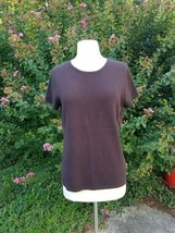 Lord &amp; Taylor two play cashmere brown shirt sleeve sweater pillover XL f... - $28.71