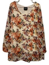 Nasty Gal Blouse Sheer Lined Floral MEDIUM Long Sleeve  Bohemian - £13.40 GBP