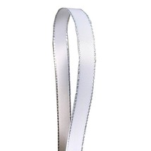 White Double Face Satin Ribbon With Silver Border, 1/4 Inch X 50Yd - £15.65 GBP