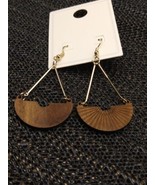 Wooden and Gold Dangle Earrings - $12.17 CAD