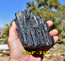 LARGE BLACK TOURMALINE Crystal * 4x3x2&quot; * Lustrous Brazil Pegmatite Mineral - $60.00