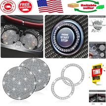 Bling Car Cup Holder Coasters &amp; Push Start Button Rings - Universal Fit ... - $280.06 MXN
