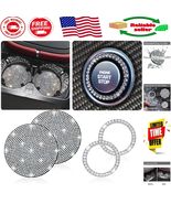 Bling Car Cup Holder Coasters &amp; Push Start Button Rings - Universal Fit ... - $280.49 MXN