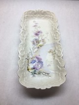ANTIQUE 1800 RECTANGLE Tray LIMOGES France PHL White MOON Floral DESIGN - $98.99