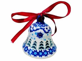 Boleslawiec Vena Trademark Handmade Polish Pottery Snowflake Christmas Tree Bell - £23.93 GBP