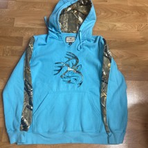 Mens Legendary Whitetails pullover hoodie size Large Blue Teal &amp; Camoufl... - £11.84 GBP
