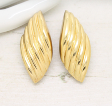 Vintage 1980s Signed Christian Dior Gold Plated Clip On EARRINGS Jewellery - £81.66 GBP