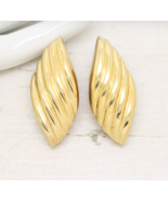 Vintage 1980s Signed Christian Dior Gold Plated Clip On EARRINGS Jewellery - £82.98 GBP