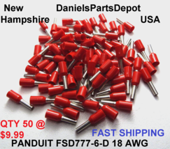 X50 Panduit FSD777-6-D Red 18 Awg Insulated Wire Crimp End Din Ferrule Usa - £7.95 GBP