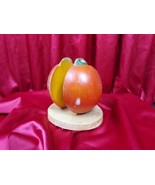 Vtg MCM Napkin Holder Harvest Pumpkin Tomato Gourd Wooden Halloween Kitschy - $13.37 CAD