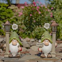 Zaer Ltd. 1.5FT Tall, Set of 2 Garden Welcome Gnomes with Solar Powered Light-Up - £109.47 GBP