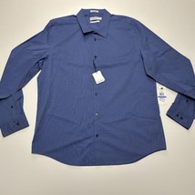 Men’s Calvin Klein Dress Shirt Size XL Knight Blue Collar Non Iron Long ... - £18.36 GBP