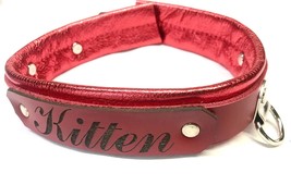 Custom engraved leather BDSM bondage collar locking Kitten Daddy&#39;s Girl ... - £31.37 GBP