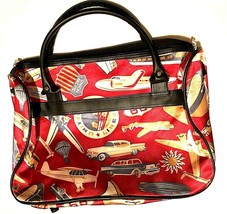 Sydney Love To Go Red Black Vacation Travel Carry-on Vinyl Bag 18&quot; x 13&quot; x 8&quot; - £12.95 GBP