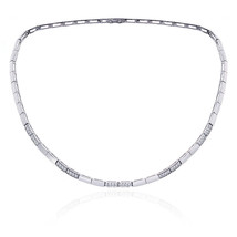 0.75 Carat Diamond Rectangular Brick Hinge Link 14K White Gold Necklace - £1,240.95 GBP