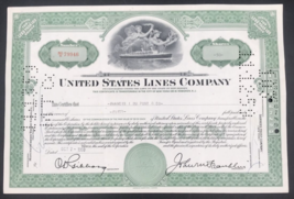 VTG 1959 United States Lines Company Green Stock Certificate 50 Shares - £18.22 GBP