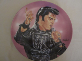 Elvis Presley Collector Plate Blues &amp; Black Leather Stutzman Commemorating King - £19.17 GBP