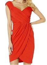 $375 Nicole Miller Women&#39;s Red Stella Matte Jersey Sleeve Sheath Dress Size 10 - £94.73 GBP