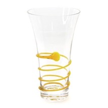 Vintage Art Glass Tall Vase Clear Glass With Applied Orange Glass Swirl ... - £31.63 GBP