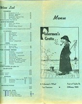 Fishermen&#39;s Grotto Menu 9 Fishermens Wharf  San Francisco California 1946 - £23.63 GBP