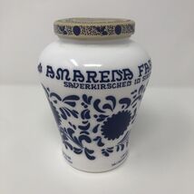 Amarena Fabbri Milk Glass Jar &quot;Empty&quot; Blue White Floral 5.25&quot; Italy - $16.62 CAD