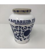 Amarena Fabbri Milk Glass Jar &quot;Empty&quot; Blue White Floral 5.25&quot; Italy - $16.62 CAD