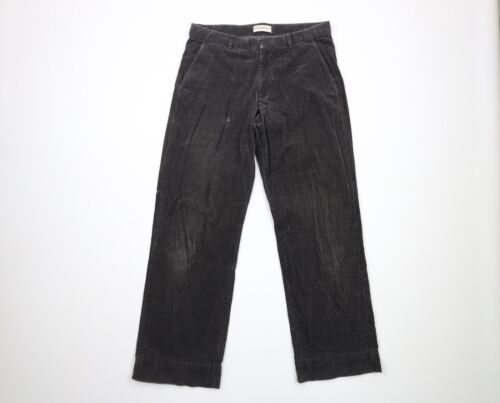 Vintage Emporio Armani Mens 32x31 Distressed Wide Leg Corduroy Chino Pants Gray - $69.25