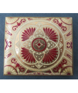 Vintage Compact Powder Puff Gold Tone Brick Red Gold Pattern Vinyl Cover... - $39.00