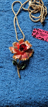 New Betsey Johnson Necklace Rose Pink Red Shiny Collectible Decorative Nice - £11.98 GBP