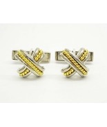 Tiffany &amp; Co Signature X Crossover Cuff Links Sterling Silver &amp; 18k Gold - £314.54 GBP