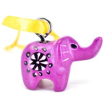 Vaneak Group Hand Crafted Carved Soapstone Fuchsia Elephant Ornament Figure - £9.54 GBP