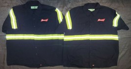 HALLOWEEN COSPLAY MENS COSTUME BUDWEISER WORK SHIRTS RED CAP UNIFORM 2QT... - $45.89
