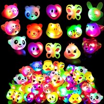 18 Pcs LED Light Up Ring Colorful Flashing Bumpy Rings Finger Toys Novelty Glow  - £19.93 GBP