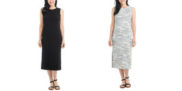 Hilary Radley Ladies&#39; Midi Dress Soft Knit Fabric Side Slit Sleeveless - £14.95 GBP