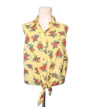 Lauren Ralph Lauren Floral Tie Top Size XL Vintage Yellow Red Roses Slee... - £13.39 GBP