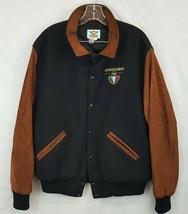 Vtg Rossignol Leather Wool Bomber Varsity Jacket Sz L USA Made 80s Ski Gear - £110.54 GBP