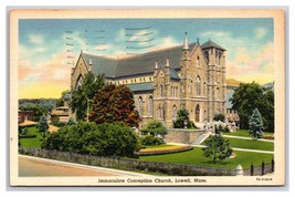 Immaculate Conception Church Lowell Massachusetts MA Linen Postcard Y14 - £1.54 GBP