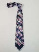 Men's IZOD Tie Classic Woven Silky Feel #Izod-1 Pink Blue English Plaid image 3