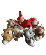 Ty Farm Animals Dogs Cats Chickens Horses Pigs Assorted Plush Toys Lot of 8 - $14.92