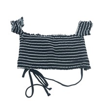 Xhilaration Bikini Top Underwire Smocked Crinkle Striped Black White Striped XS - £3.92 GBP