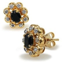 2.25 CT Black Sapphire &amp; Diamond Designer Earrings - £59.99 GBP