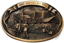 1887 Agenda KS 1987 Belt Buckle Ltd Ed #110/250 Zenith Pictorial Adv Copper Tone - £180.24 GBP