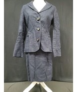 Tory Burch 2 PC Navy Blue Cotton Blend Skirt Blazer Jacket Suit Size 10 - €160,26 EUR
