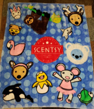 Scentsy Buddy Kids Throw Blanket Blue Polka Dots Circles Animals - £31.63 GBP