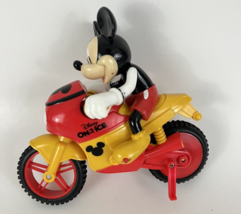 Disney On Ice Mickey Mouse On Motorcycle Toy 2001 Rev and Go Red Pullbac... - $9.90