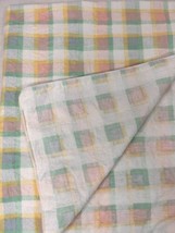 Vintage Pastel Plaid Baby Blanket Cotton Flannel 28 x 35 inches Unisex Receiving - £9.59 GBP